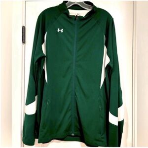 Under Armour Zip Front Jacket Green Mens XXL All Season Gear White Accents